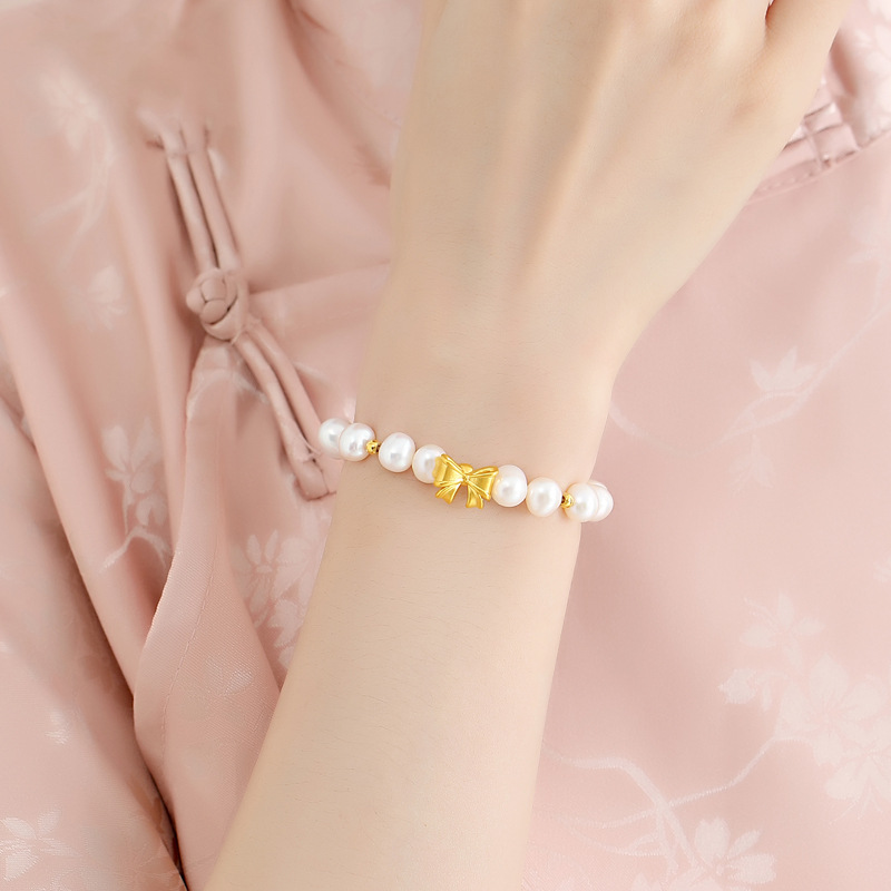 足金999在逃公主蝴蝶结手链女天然淡水珠手串002.jpg