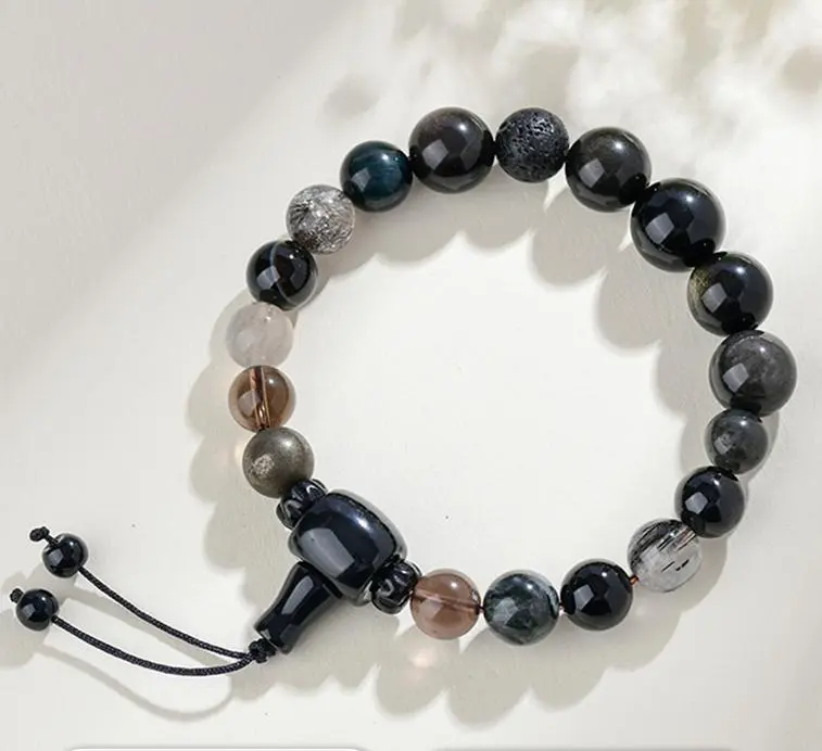 Double A grade pure natural 12mm black crystal bracelet (customizable)