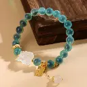 Green Sugar Heart Agate White Crystal Nine-Tailed Fox Bracelet