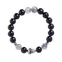 Pure silver 999 natural obsidian gourd bracelet black hair crystal beaded bracelet men's retro simple high-end jewelry