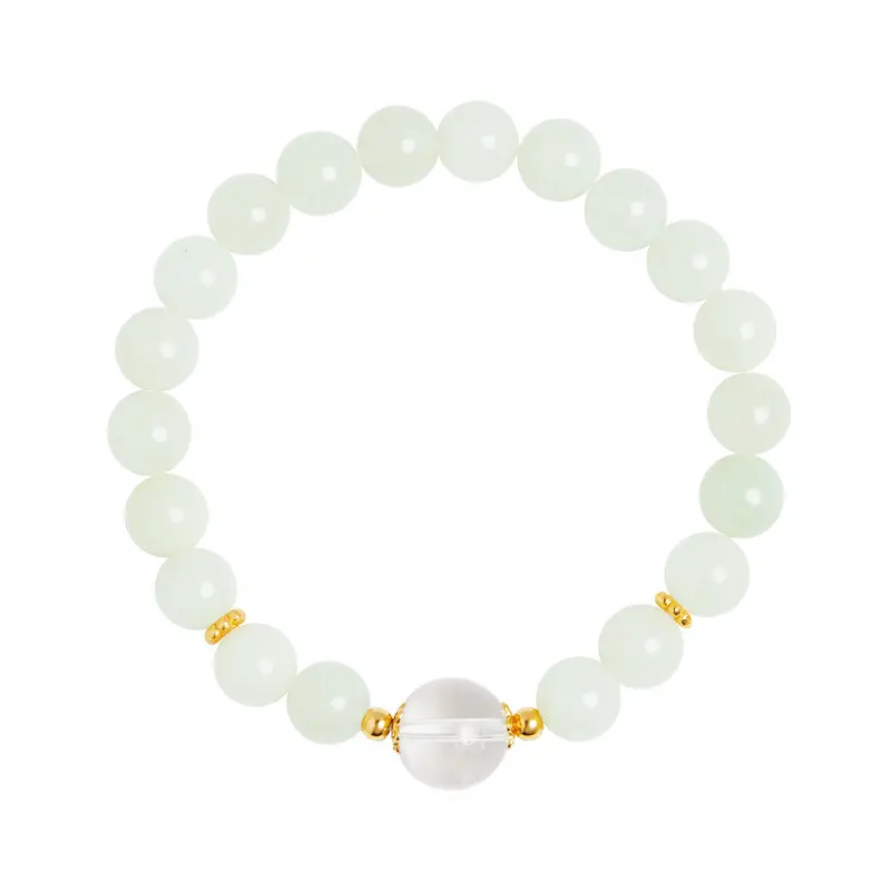 S925 sterling silver natural Hetian jade white crystal transfer beads bracelet for women high-end Valentine's Day gift