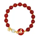 Hetian jade red agate peace buckle good luck koi bracelet female retro light luxury high-end bracelet jewelry