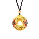 999 sterling silver ancient filigree hollow enamel peace buckle pendant necklace Mother's Day gift