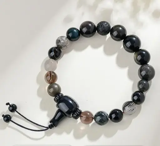Double A grade pure natural 12mm black crystal bracelet (customizable)