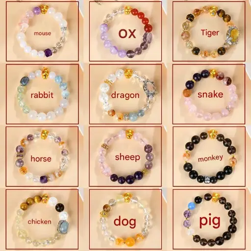 12 Chinese Zodiac Signs Pure Natural Crystal Bracelet (Unisex)