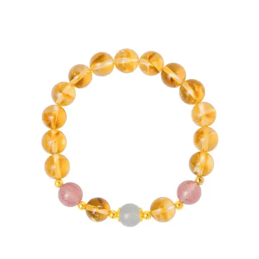 S925 sterling silver citrine strawberry crystal beaded bracelet high-end bracelet girlfriend gift