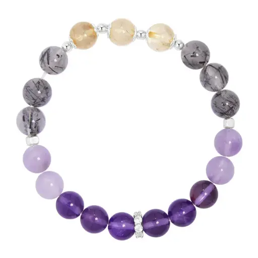 S925 silver amethyst black hair crystal beaded bracelet women's light luxury high-end crystal bracelet