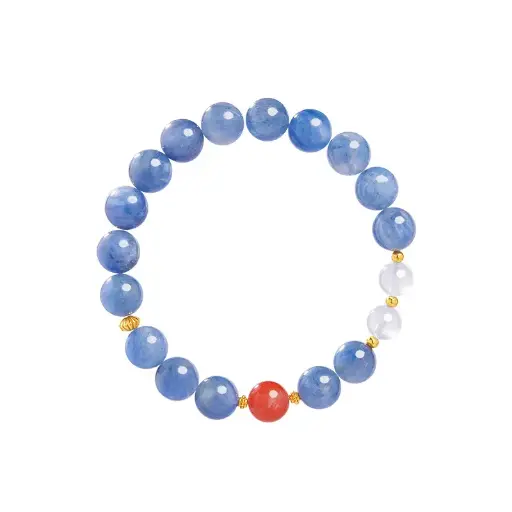 S925 sterling silver blue crystal south red agate transfer beads bracelet women's niche exquisite high-end hand jewelry