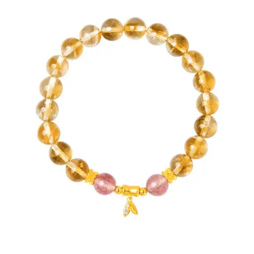 S925 sterling silver bamboo citrine beaded bracelet for women high-end temperament bracelet