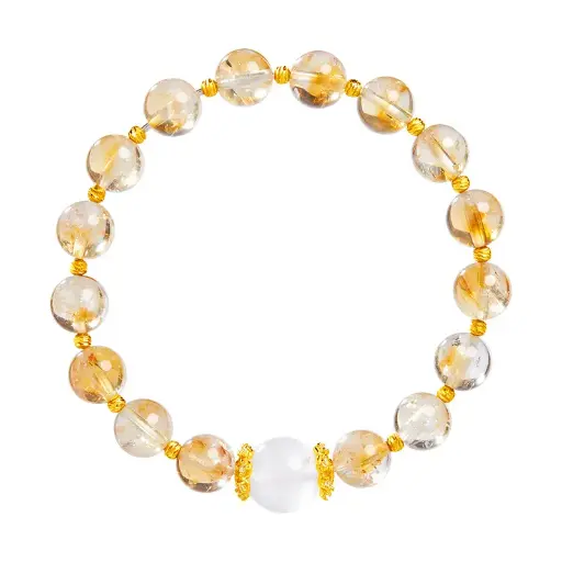 S925 sterling silver yellow tower crystal blue moonstone luck beads bracelet female simple high-end bracelet