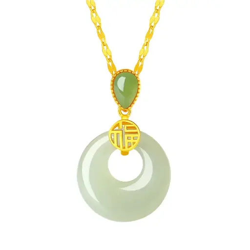 S925 sterling silver necklace natural Hetian jade peace buckle accessories new Chinese style autumn and winter high-end jewelry